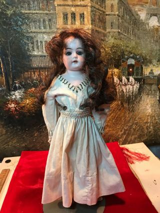 Antique German Bisque Special 4/0 Sleepy Eyes Leather Body 17 1/2” Doll