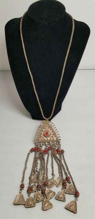Large Vintage Solid Silver Necklace / Pendant Kuchi Tribal Afghanistan