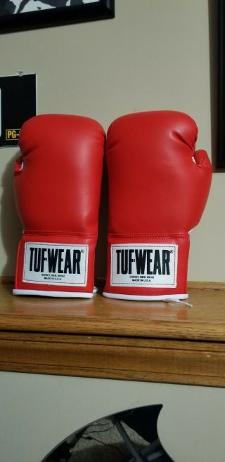 Tuf - Wear Boxing Gloves Sparring Gloves Red Usa Rocky Vtg