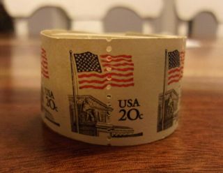 Vtg Collectible Roll Us 20 Cent Postage Stamps American Flag Perferated Offset