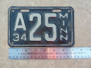 Rare Very Low Number 25 Mn Minn Minnesota Shorty License Plate