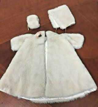 Vintage Madame Alexander " Cissy " Tagged Fur Coat Muff And Hat.  Euc