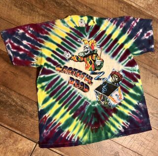 Vintage 90s Grateful Dead Tie Dye ‘jack In The Box’ T Shirt Size Xl ‘93 Usa Made