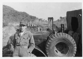 Org Wwii Photo: Us Gi With Army Car/jeep