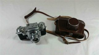 Vintage Contax Carl Zeiss Ikon 35 Mm Camera With Leather Case Made In Germany