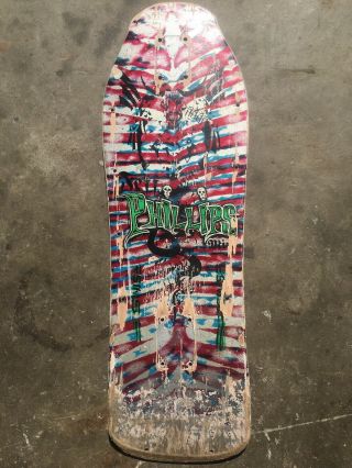 Vintage Skateboard Deck Jeff Phillips Pro Model Tie Dye Demons 1980’s.