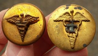 Vintage Wwii Era Us Army Medical Medic Collar Disc Screw Back Pin