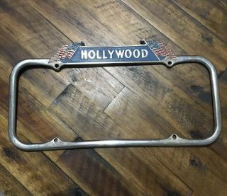 Rare 1940s Hollywood License Plate Frame 1940 - 1955 Large Frame California