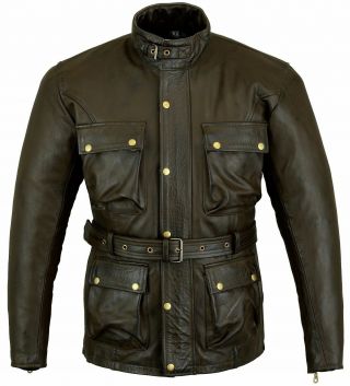 Motorbike Belstaff Style Classic Trialmaster Waxed Finish Vintage Leather Jacket