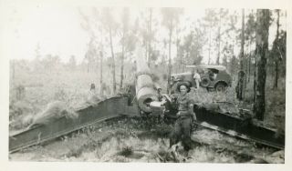 Org Wwii Photo: American Gi With Massive Artillery Gun