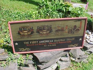Vintage 1832 1st American Railway Mohawk,  Hudson Wood Painted Sign 38 X 18