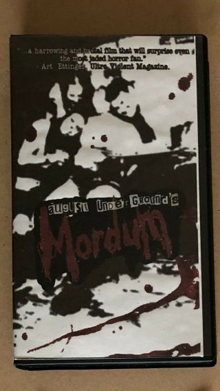 August Underground ' s Mordum VHS rare w/ collectors pack 2