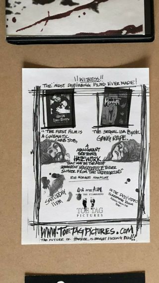 August Underground ' s Mordum VHS rare w/ collectors pack 5