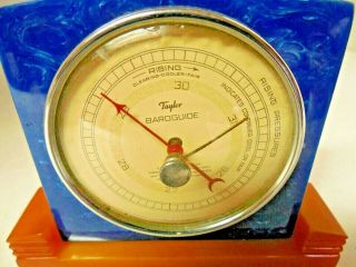 SKY BLUE Vintage Deco Taylor Baroguide Barometer set in Catalin Bakelite CASE 8