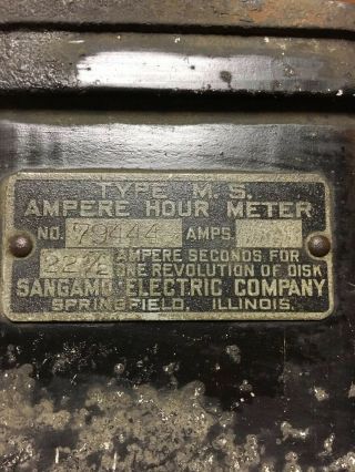 Vintage Antique Sangamo Amp Hour Meter No 79444 DELTA - LIGHT TYPE M.  S. 2
