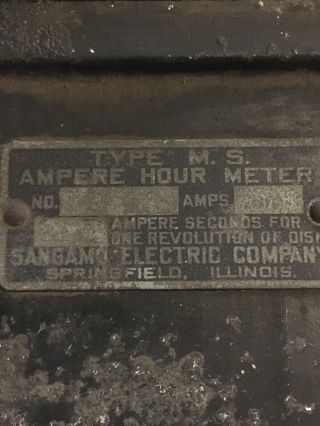 Vintage Antique Sangamo Amp Hour Meter No 79444 DELTA - LIGHT TYPE M.  S. 3