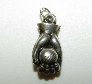 Fine,  Antique Georgian Sterling Silver Ball In A Hand Charm/pendant