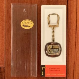 Vintage Reuge Keychain Music Box Where You Live On The Street W/ Packaging