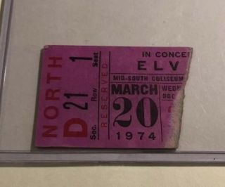 Elvis Memphis March 20 1974 Mid South Coliseum Ticket Stub - Rare