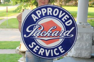 Large Vintage Packard Car Dealership Gas Oil 2 Side 24 " Porcelain Flange Sign