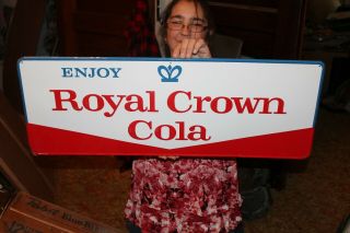 Vintage C.  1960 Rc Royal Crown Cola Soda Pop 32 " Embossed Metal Gas Oil Sign