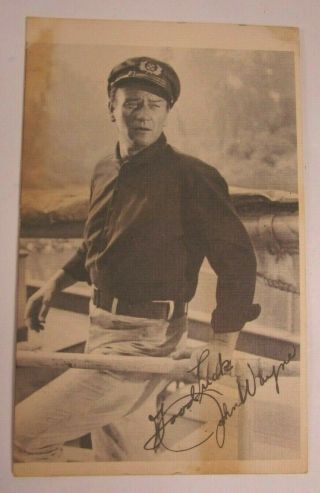 John Wayne Hand Signed & Written Autographed Photo/ Post Card 1966 Rare Fan Mail