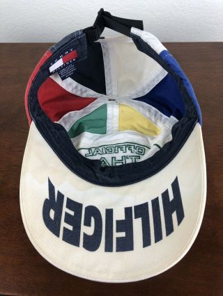Rare Vintage 90s Tommy Hilfiger Colorblock 5 - Panel Longbill Hat Cap Spell Out