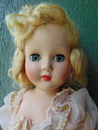14 " Effanbee 1950 Honey Cinderella Doll Hard Plastic Blond Mohair All