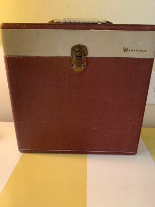 Heavy Wooden Wakefield Red/cream Lp Record Case Tote Vintage Bakelite Handle
