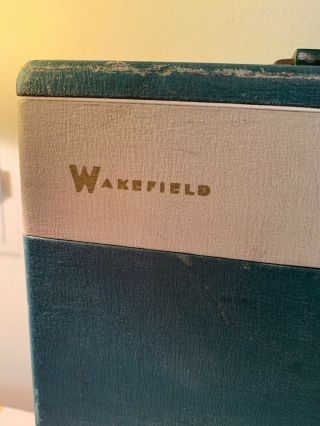HEAVY WOODEN WAKEFIELD GREEN/CREAM LP RECORD CASE TOTE Vintage Bakelite Handle 2