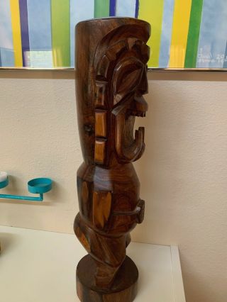 Vintage Hand Carved Wooden Tiki Statue 18 " Long.  Warrior,  Tribal?