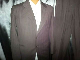 36r Vtg Men 1940s 1950s Striped Suit Jacket Pants Hollywood Drop Loops 28x30 Euc