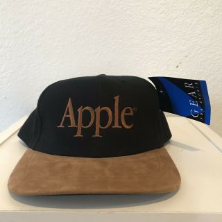 Vintage Nwt 90’s Apple Macintosh Spellout Logo Strapback Hat Black Brown Rare