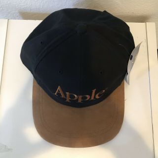 Vintage NWT 90’s Apple Macintosh Spellout Logo Strapback Hat Black Brown RARE 7