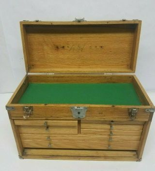 Vintage Wood 7 Drawer Tool Chest Box 2