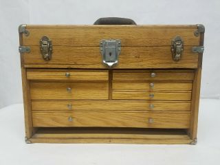 Vintage Wood 7 Drawer Tool Chest Box 3