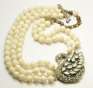 Heidi Daus Ornate Multi Strand Mop Bead Crystal Rhinestone A Swan Song Necklace