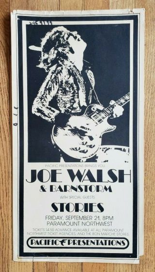 Vintage (1973) Joe Walsh Eagles Barnstorm Concert Tour Poster