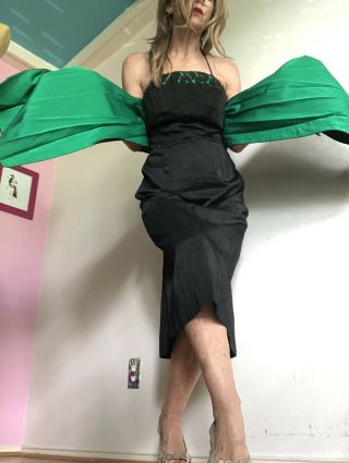 Faneè Of California Bombshell Wiggle Black And Green Dress 1950s