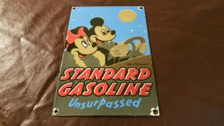 Vintage Mickey Mouse Porcelain Walt Disney Standard Gas Oil Service Station Sign