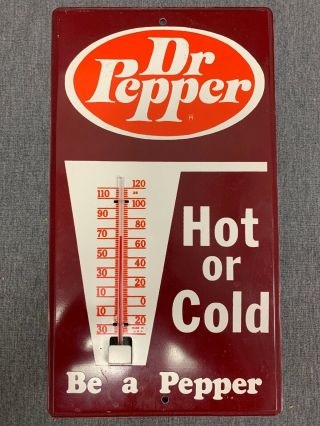 Vintage Dr Pepper Hot Or Cold Be A Pepper Advertising Thermometer Sign - Htf