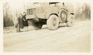 Org Wwii Photo: American Gi & Family Posing With Massive Truck