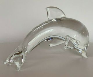 Vintage Steuben Glass 6 " Lloyd Atkins Porpoise Dolphin Paperweight