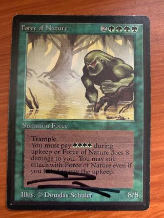 Force Of Nature Beta Ex Green Rare Magic Gathering Card Mtg Signed Doug Shuler