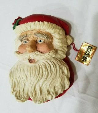 Vintage 1995 Bossons Santa Claus Chalkware Head W/ Label Near