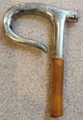 Vintage Bamboo Cane With Sterling Silver Handle - Opens Into Weapon