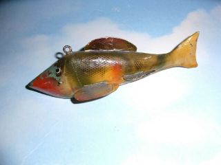 SCARCE VINTAGE BASS ICE SPEAR FISHING DECOY / BUD STEWART 2