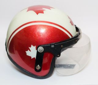 Vintage 1973 Lsi - 4150 Maple Leaf Red Motorcycle Helmet Made In Usa
