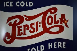 RARE Vintage Pepsi - Cola Ice Cold Flange Sign NOS Reissue 14.  5 x 10 2 sided 3