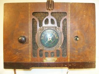 Vintage 1930s Radiette Phonoplex Art Deco Wood Case Tube Radio